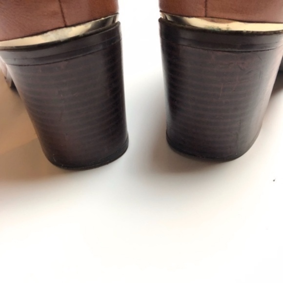 TOPSHOP Cognac Brown Faux Leather Ankle Boots - Picture 6 of 7